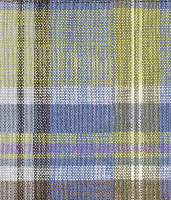 【Herdmans Linen】ブルー×ライム リネン チェック ドレスシャツ