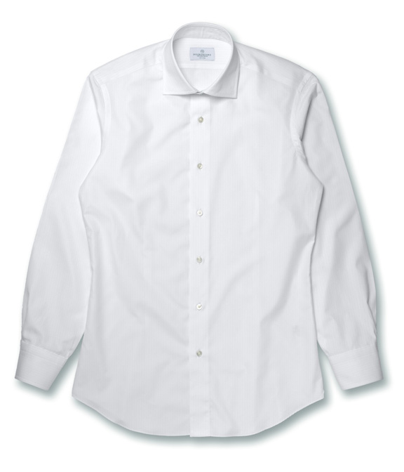 【Royal Caribbean SILVER】100/2 ホワイト ドビー ヘリンボン ドレスシャツ