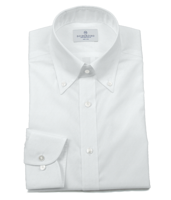 【The Royal Caribbean Cotton】100/2 ホワイト ブロード 無地 ボタンダウンカラーシャツ（Classic｜クラシックフィット）