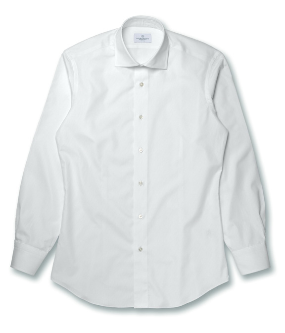 【Royal Caribbean SILVER】100/2 ホワイト ブロード 無地 ドレスシャツ（Easy Order/長袖）