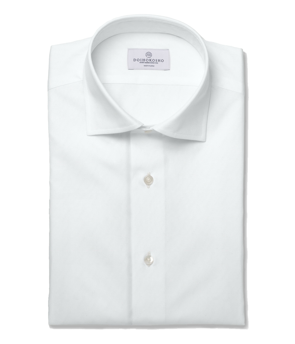 【Royal Caribbean SILVER】100/2 ホワイト ブロード 無地 ドレスシャツ（Easy Order/長袖）