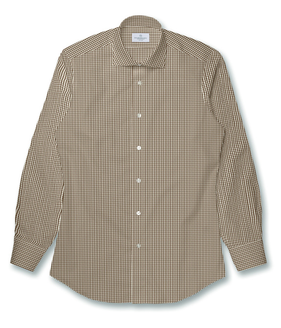 【Royal Caribbean SILVER】100/2 ブラウン ブロード チェック ドレスシャツ（Easy Order）