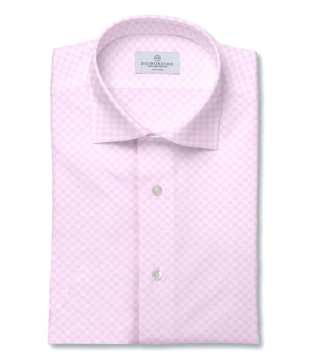 【Royal Caribbean SILVER】100/2 ピンク ドビー チェック ドレスシャツ