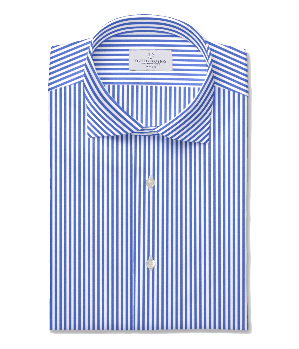 【Royal Caribbean SILVER】ブルー ブロード ストライプ ドレスシャツ