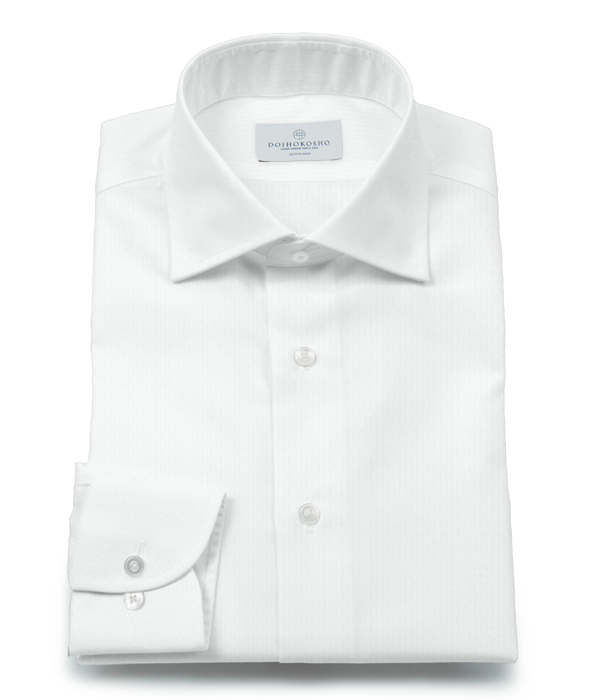 【The Royal Caribbean Cotton】100/2 ホワイト オックス 無地 ワイドカラーシャツ（Classic｜クラシックフィット）
