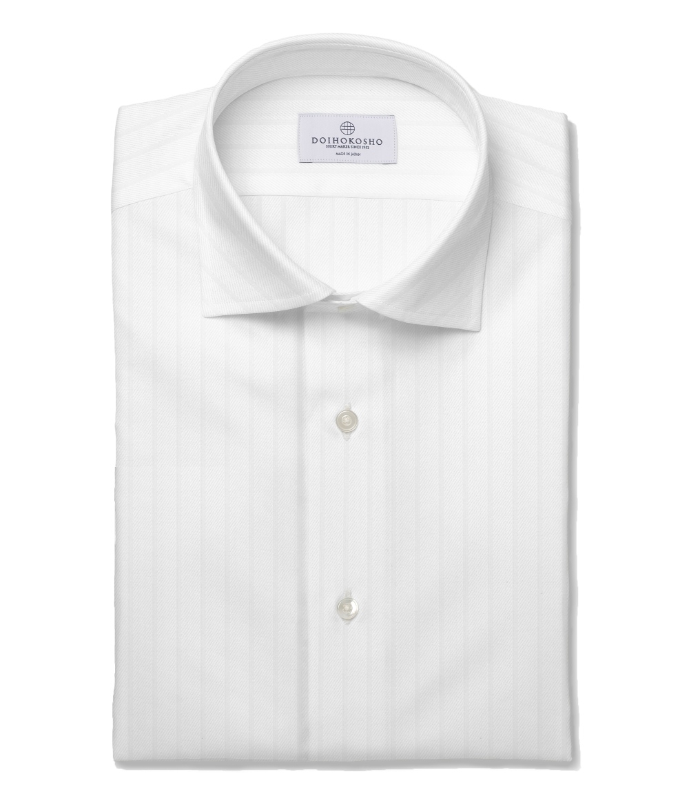 【Royal Caribbean SILVER】ホワイト ドビー ストライプ ドレスシャツ