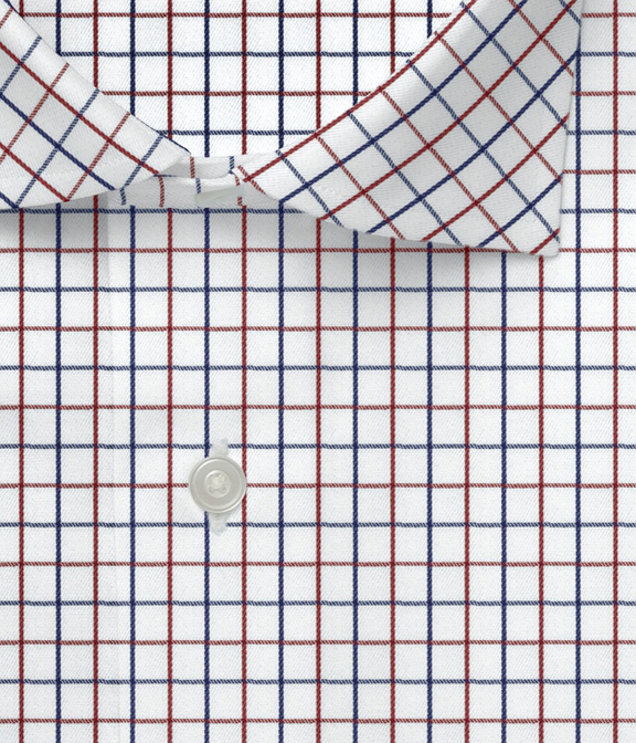 【Royal Caribbean SILVER】100/2 レッド×ネイビー ツイル チェック ドレスシャツ