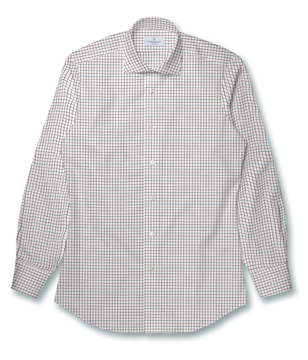 【Royal Caribbean SILVER】100/2 レッド×ネイビー ツイル チェック シャツ