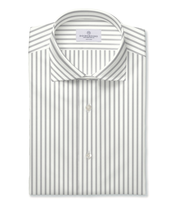 【Royal Caribbean SILVER】100/2 グレー ツイル ストライプ シャツ