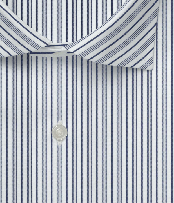 【Royal Caribbean SILVER】100/2 ネイビー ブロード ストライプ シャツ