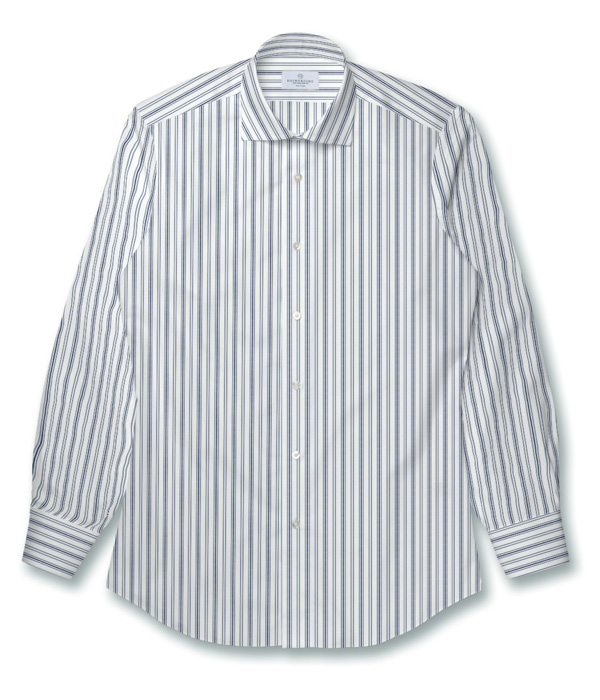 【Royal Caribbean SILVER】100/2 ネイビー ブロード ストライプ シャツ