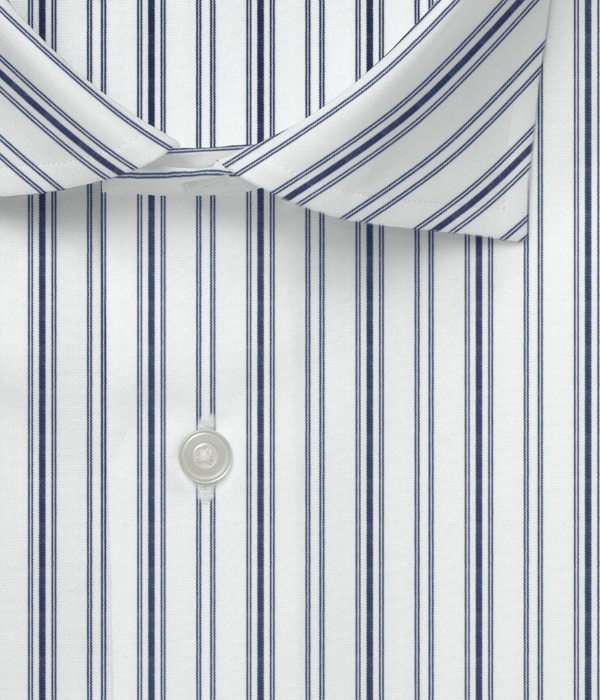 【Royal Caribbean SILVER】100/2 ネイビー ブロード ストライプ シャツ