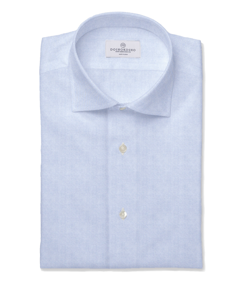 【AMERICAN SEA ISLAND COTTON】ブルー オックス 無地 ドレスシャツ（Made to Measure）