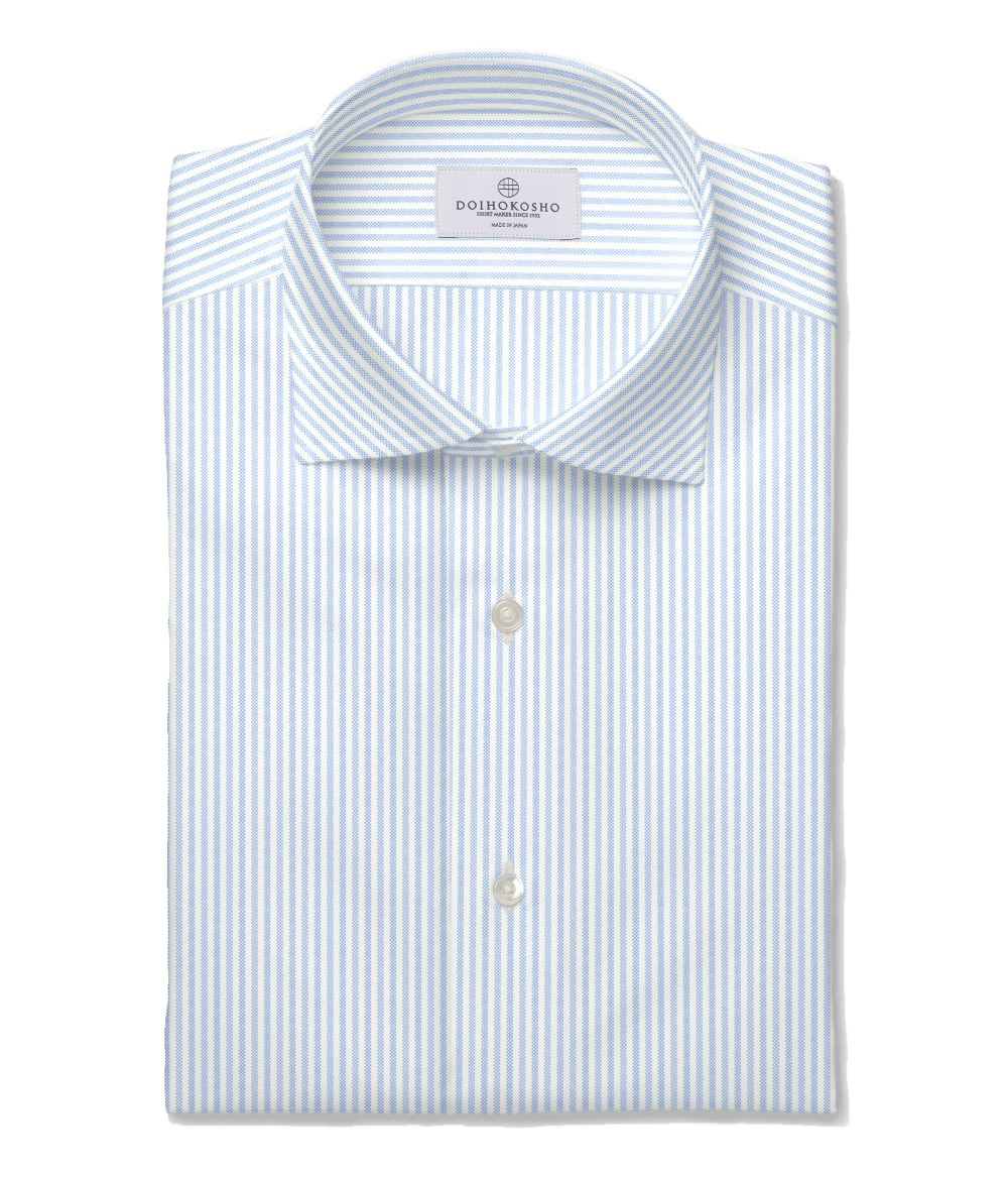 【AMERICAN SEA ISLAND COTTON】サックス オックス ストライプ ドレスシャツ（Made to Measure）