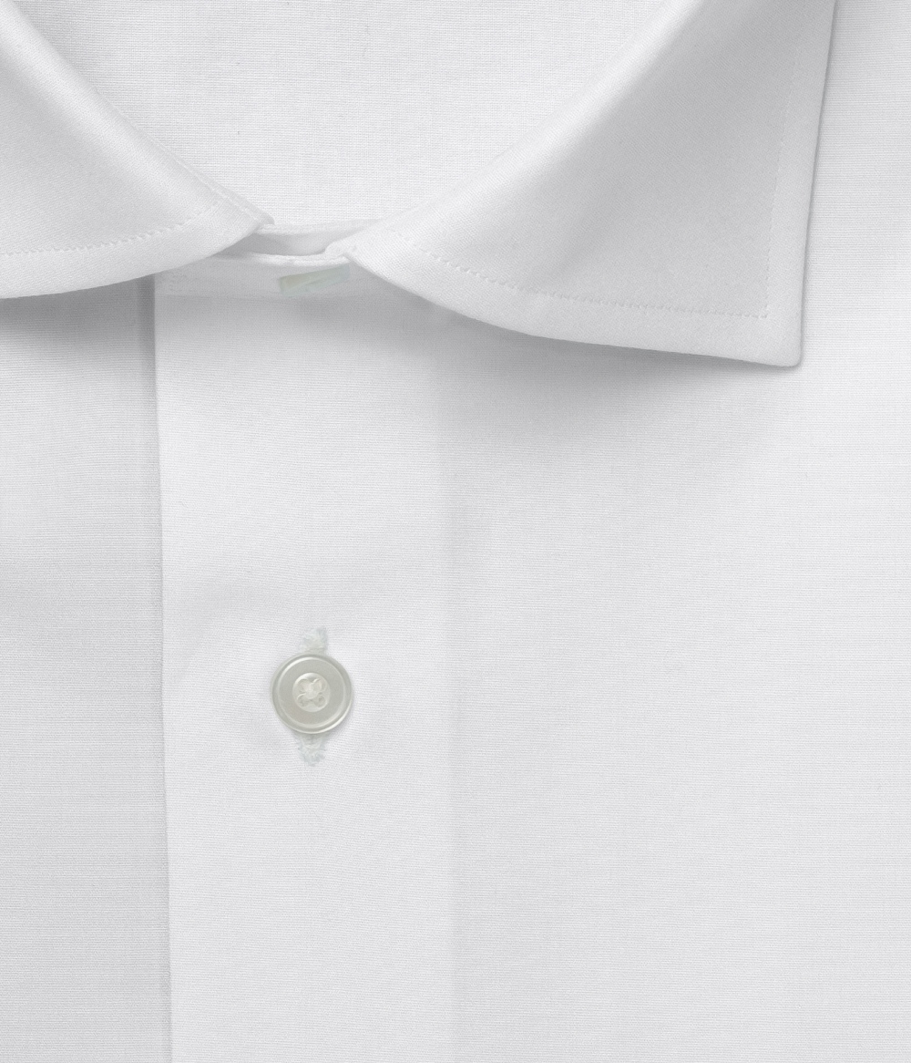【AMERICAN SEA ISLAND COTTON】ホワイト ブロード 無地 ドレスシャツ