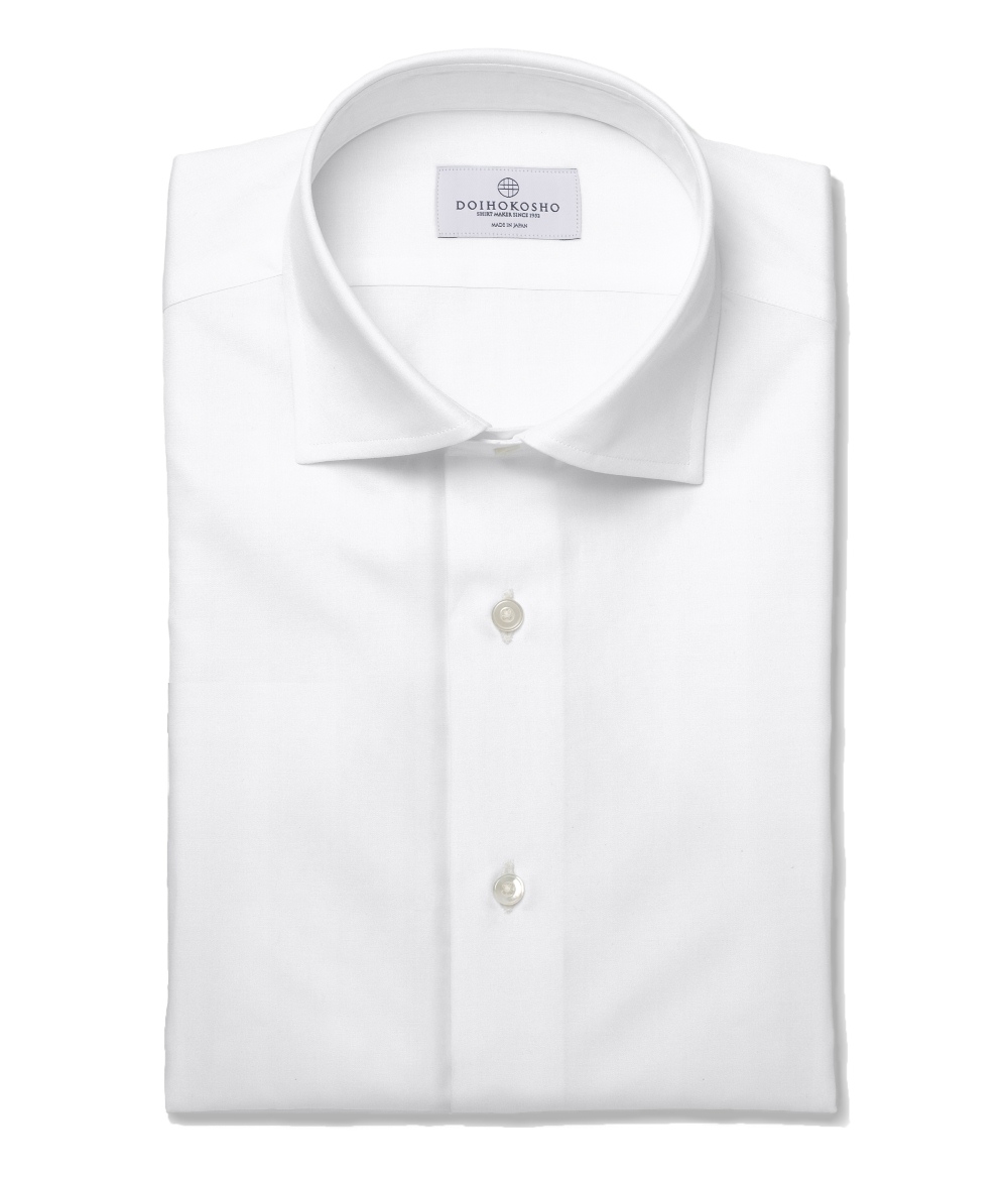 【AMERICAN SEA ISLAND COTTON】ホワイト ブロード 無地 ドレスシャツ（Made to Measure）