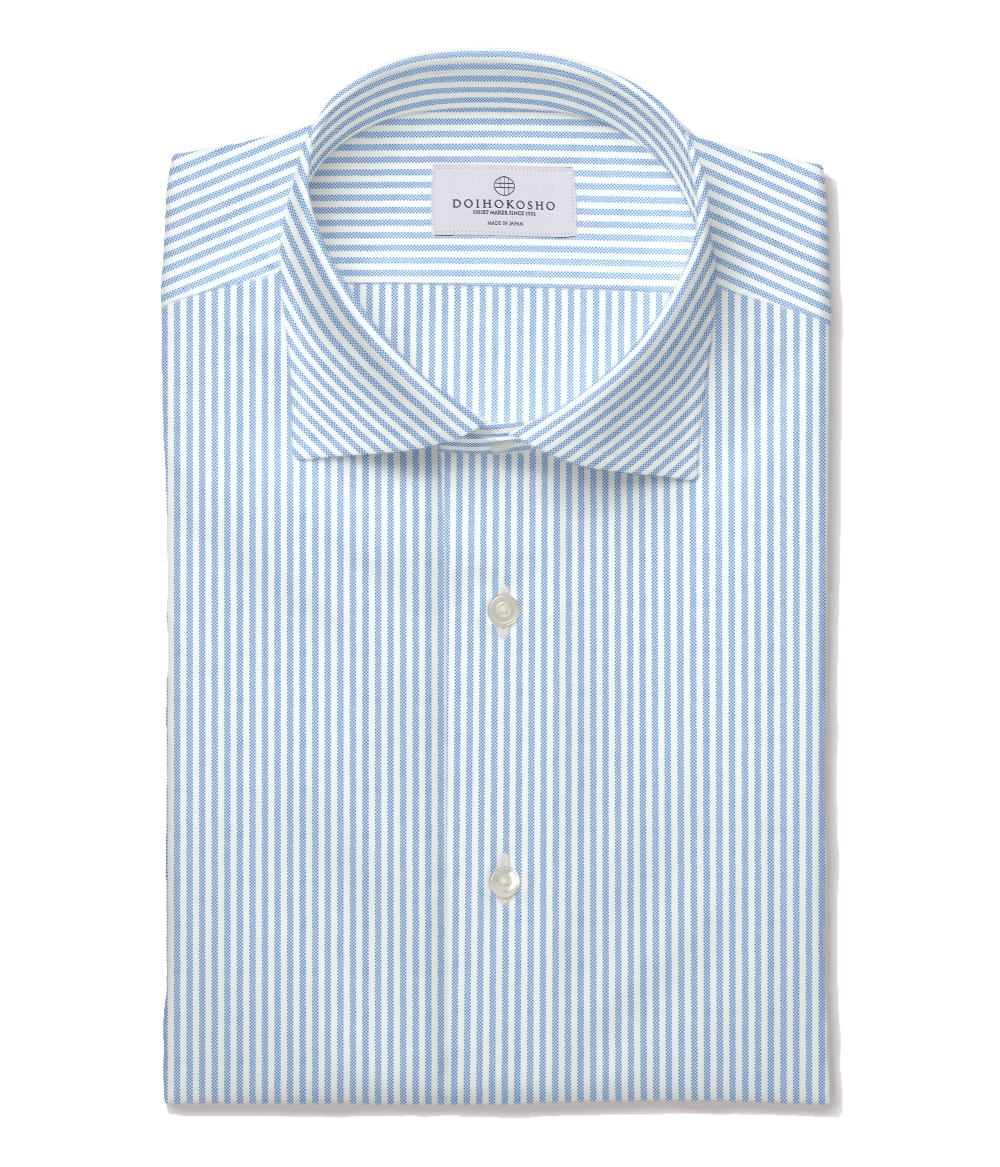 【AMERICAN SEA ISLAND COTTON】ブルー オックス ストライプ ドレスシャツ
