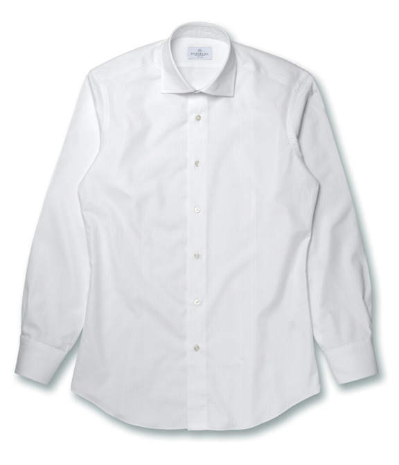 【AMERICAN SEA ISLAND COTTON】 ホワイト ツイル 無地 ドレスシャツ