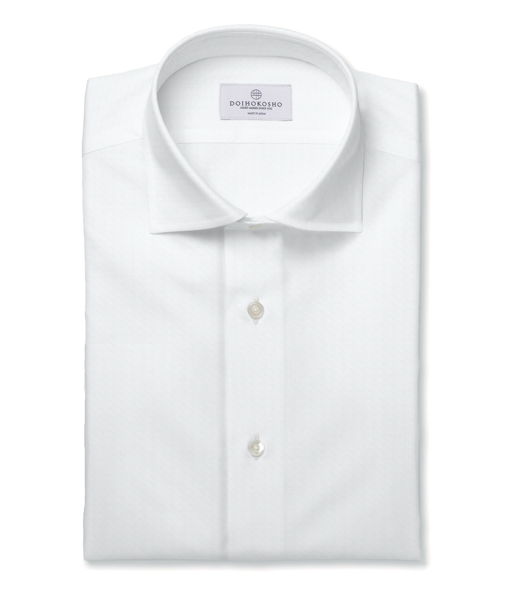 【AMERICAN SEA ISLAND COTTON】 ホワイト ツイル 無地 ドレスシャツ