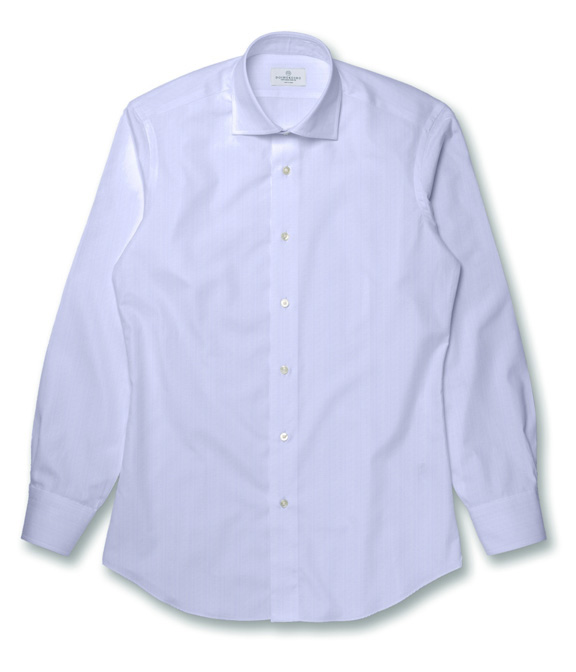 【AMERICAN SEA ISLAND COTTON】 サックス ツイル 無地 ドレスシャツ