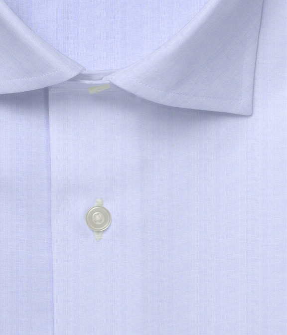 【AMERICAN SEA ISLAND COTTON】 サックス ツイル 無地 ドレスシャツ