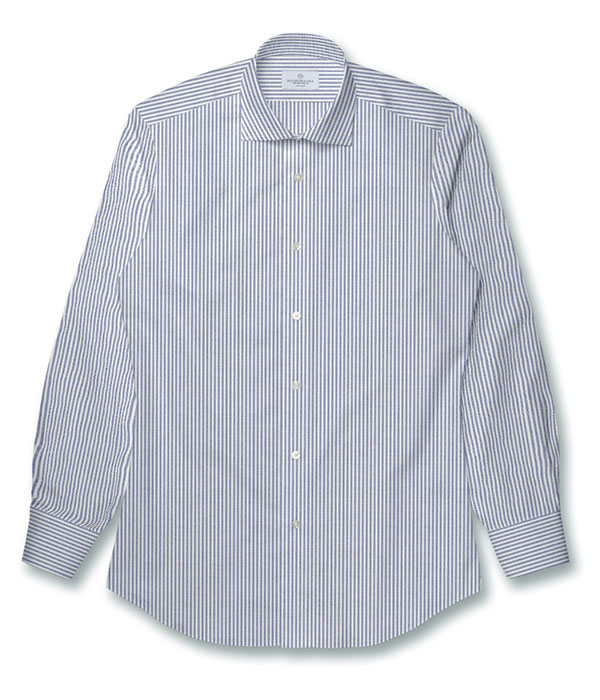 【AMERICAN SEA ISLAND COTTON】 ブルー オックス ストライプ ドレスシャツ