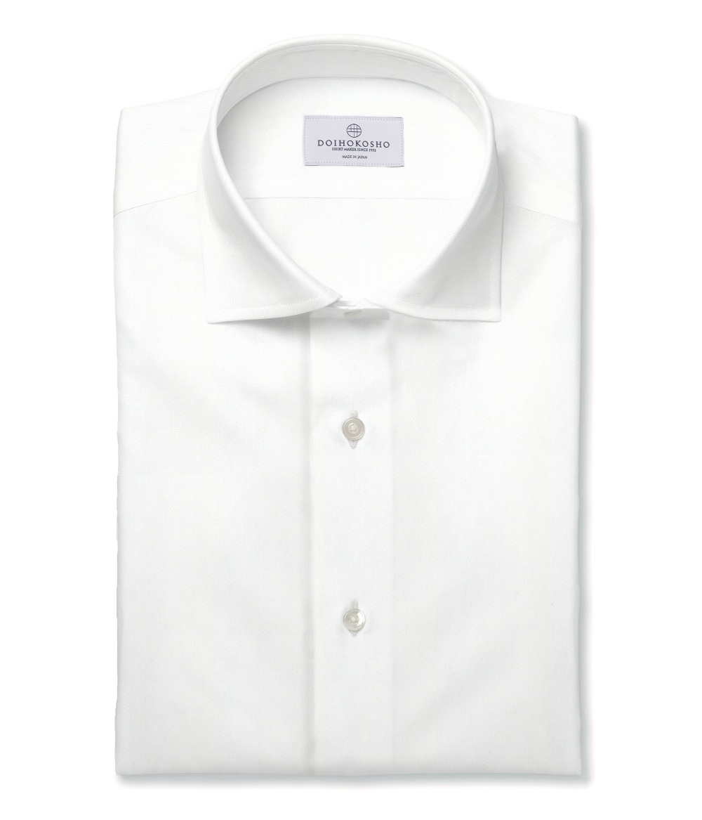 【AMERICAN SEA ISLAND COTTON】ホワイト ツイル 無地 ドレスシャツ