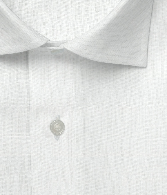 【ALBINI Linen】ホワイト リネン 無地 ドレスシャツ（Made to Measure）