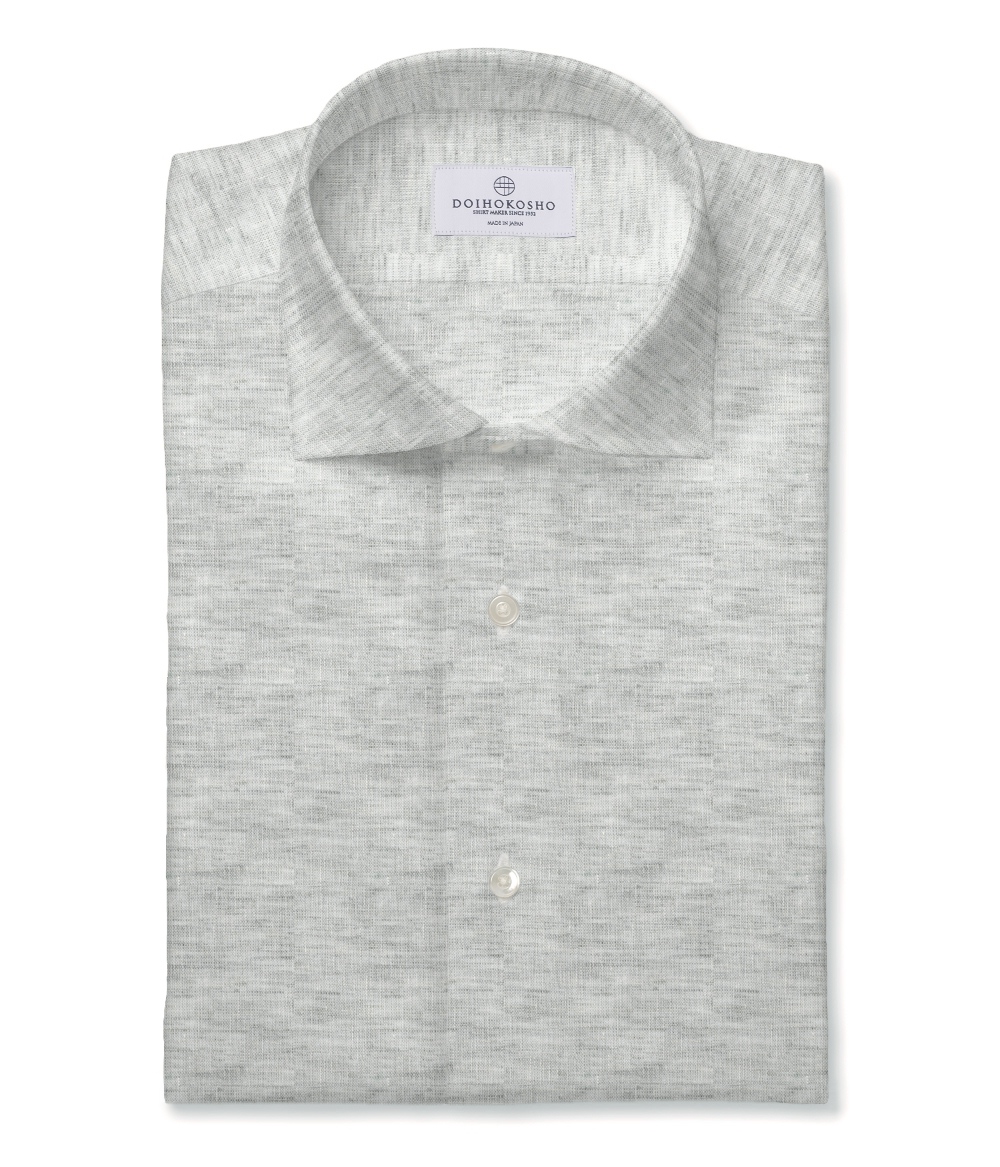 【ALBINI Linen】ライトグレー リネン 無地 ドレスシャツ（Made to Measure）