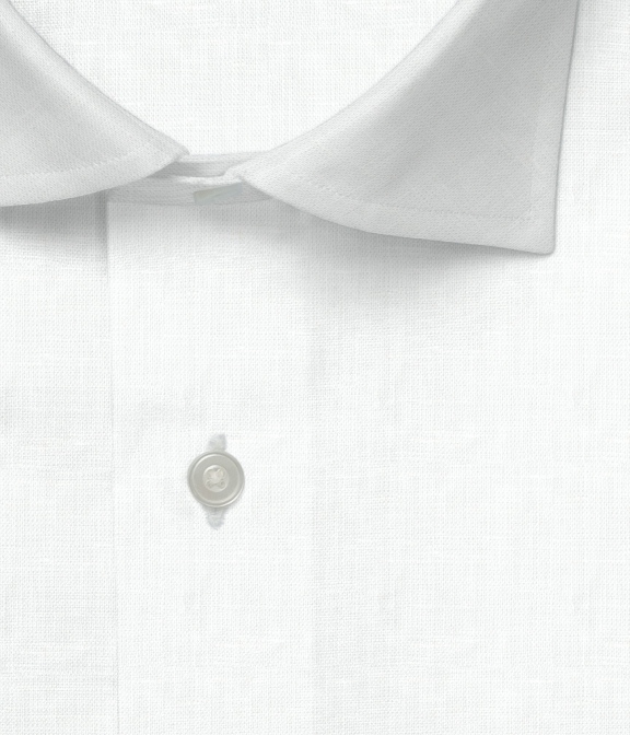 【ALBINI Linen】ホワイト リネン 無地 ドレスシャツ