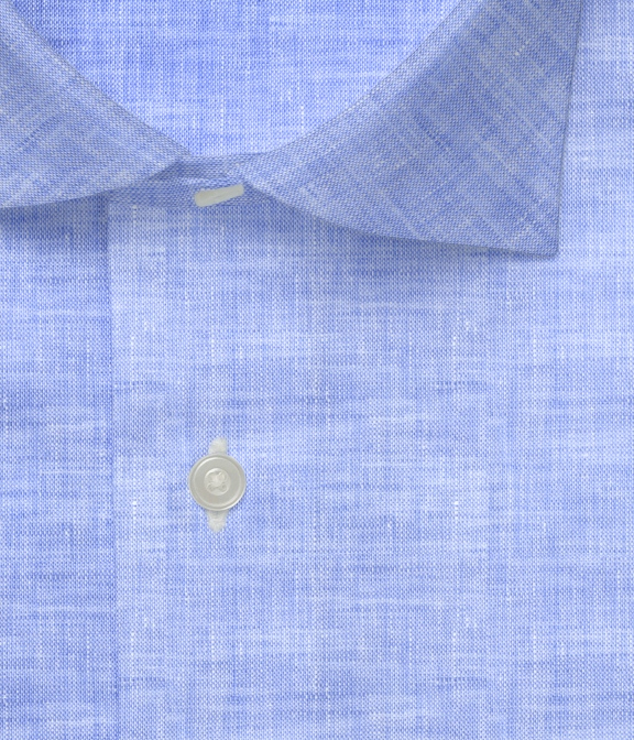 【ALBINI Linen】サックス リネン 無地 ドレスシャツ