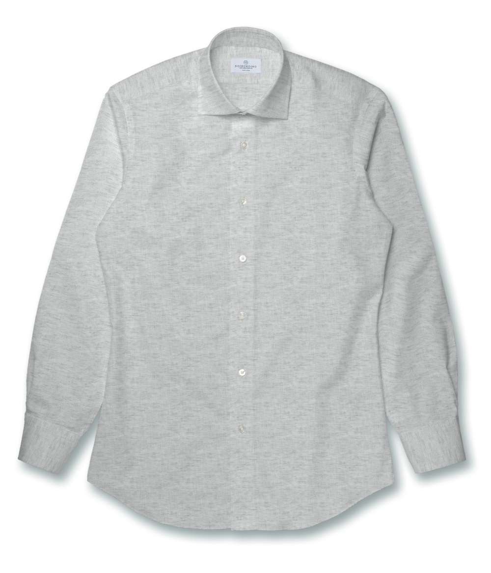 【ALBINI Linen】グレー リネン 無地 ドレスシャツ