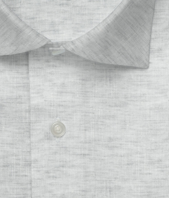 【ALBINI Linen】グレー リネン 無地 ドレスシャツ