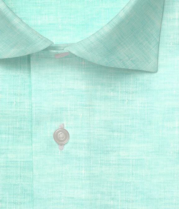 【ALBINI Linen】グリーン リネン 無地 ドレスシャツ