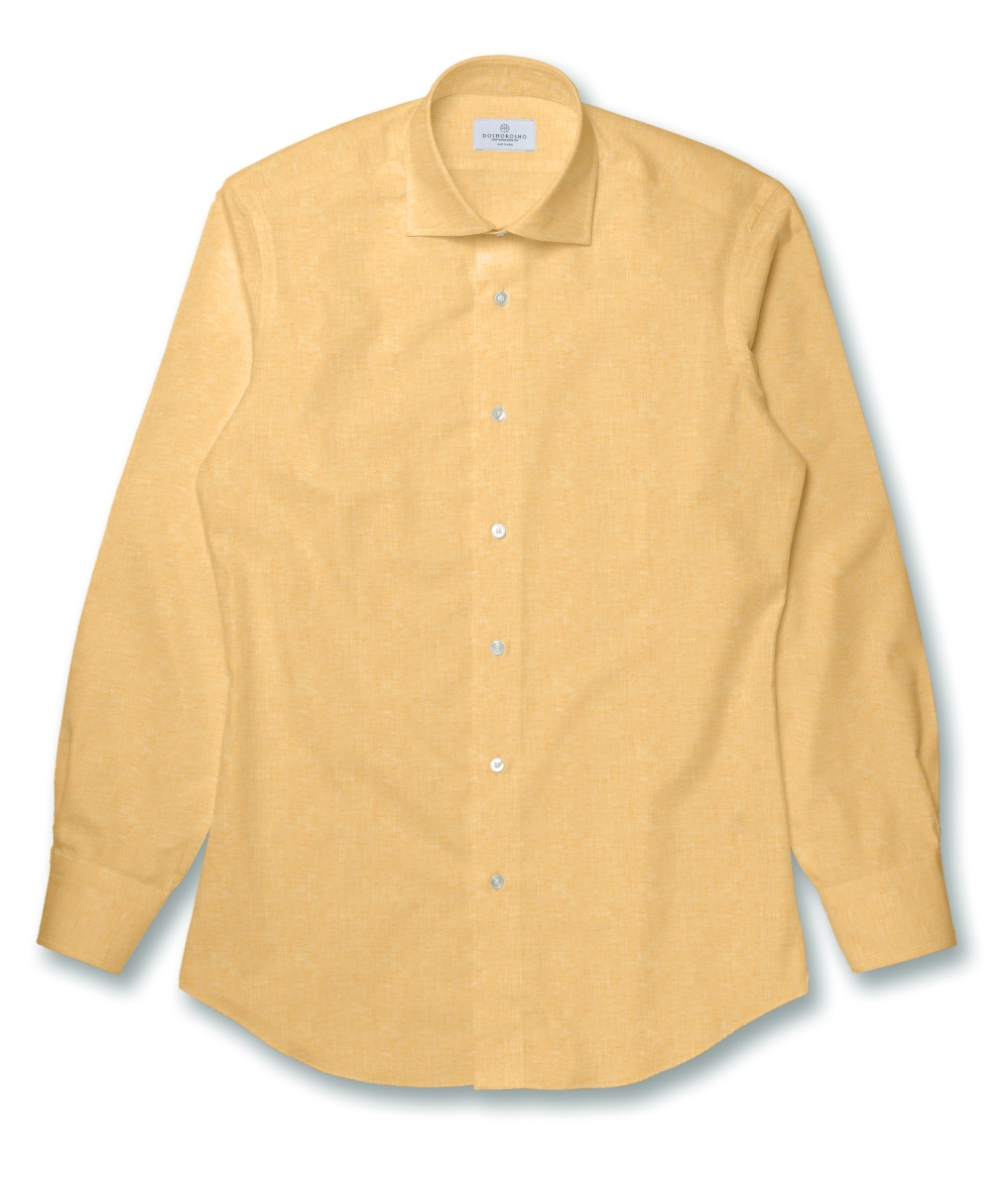 【ALBINI Linen】オレンジ リネン 無地 ドレスシャツ