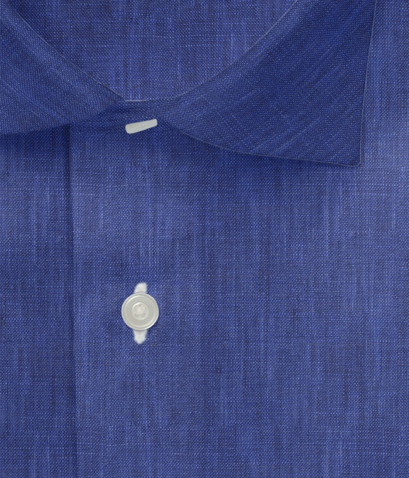 【ALBINI Linen】ネイビー リネン 無地 ドレスシャツ