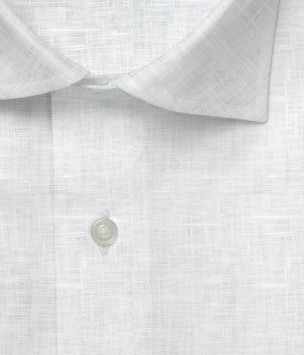 【ALBINI Linen】ホワイト リネン 無地 ドレスシャツ