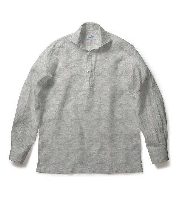 【ALBINI Linen】グレー リネン 無地 カプリシャツ