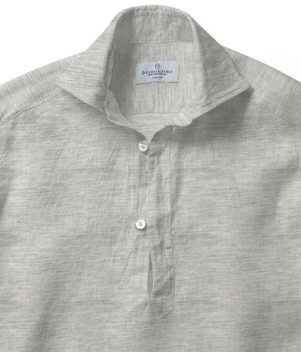 【ALBINI Linen】グレー リネン 無地 カプリシャツ