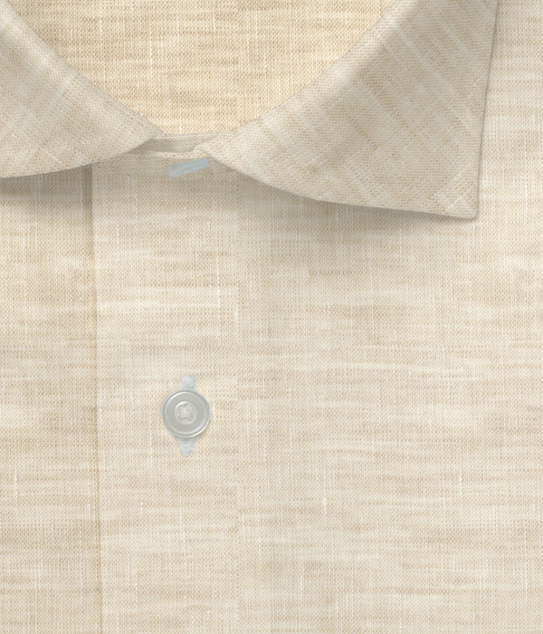 【ALBINI Linen】ベージュ リネン 無地 ドレスシャツ
