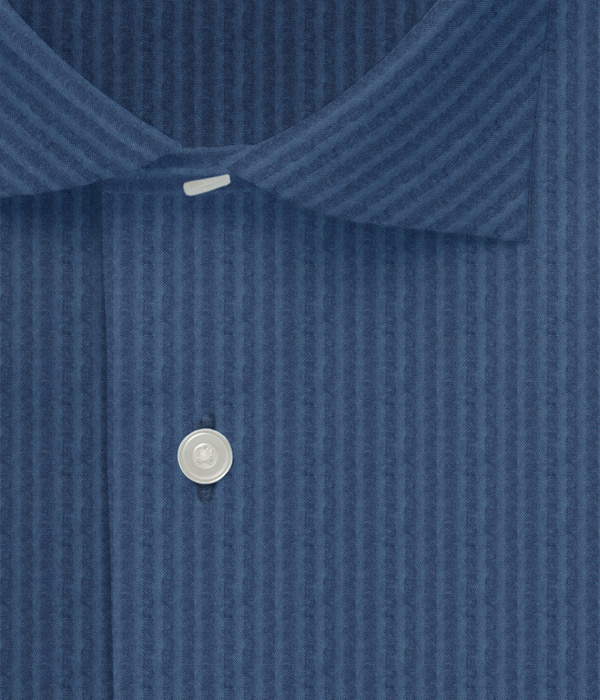 【SIDOGRAS】ネイビー シアサッカー 無地 ドレスシャツ