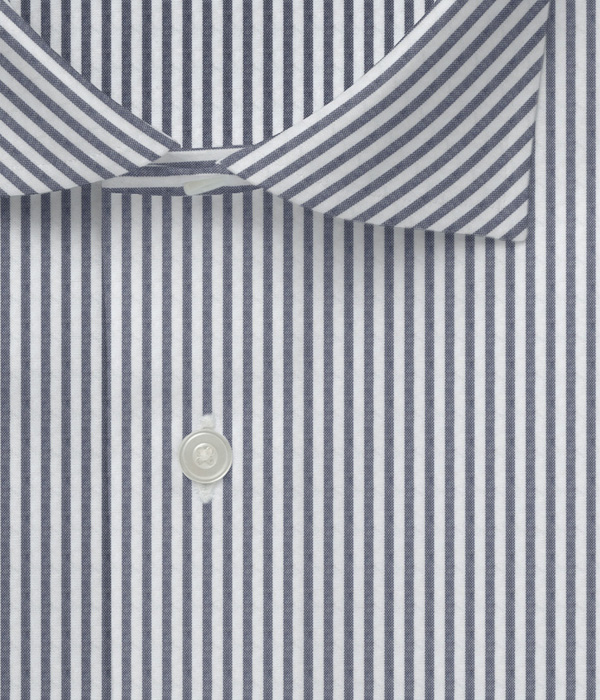 【SIDOGRAS】ネイビー シアサッカー ストライプ ドレスシャツ