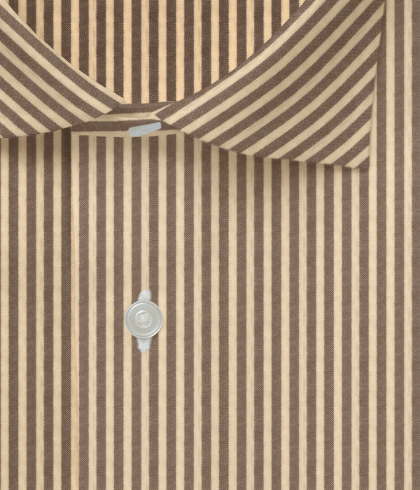 【SIDOGRAS】ブラウン シアサッカー ストライプ ドレスシャツ