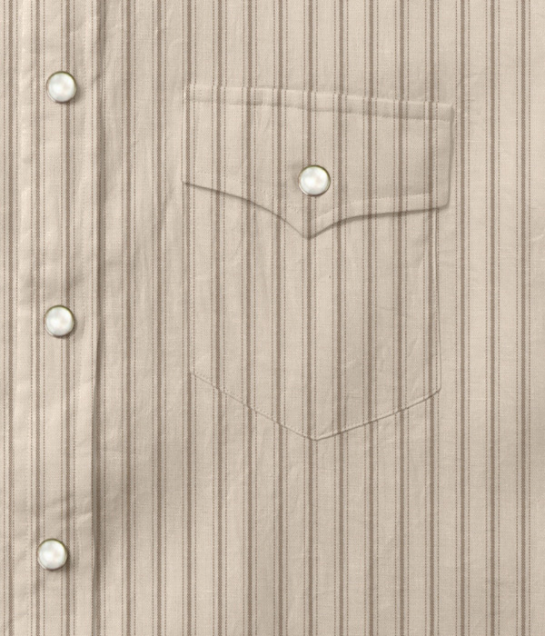 【SIDOGRAS Organic Cotton】ブラウン×ベージュ オックス ストライプ ウエスタンシャツ