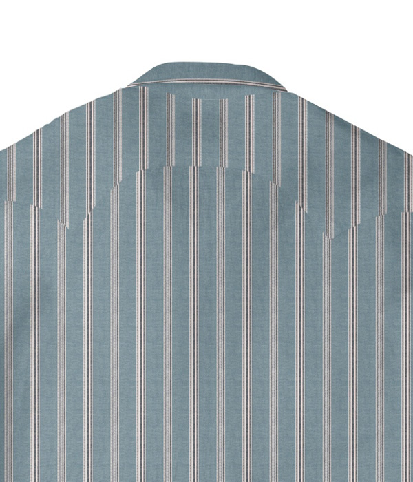 【SIDOGRAS Organic Cotton】ネイビー×ブルー オックス ストライプ ウエスタンシャツ