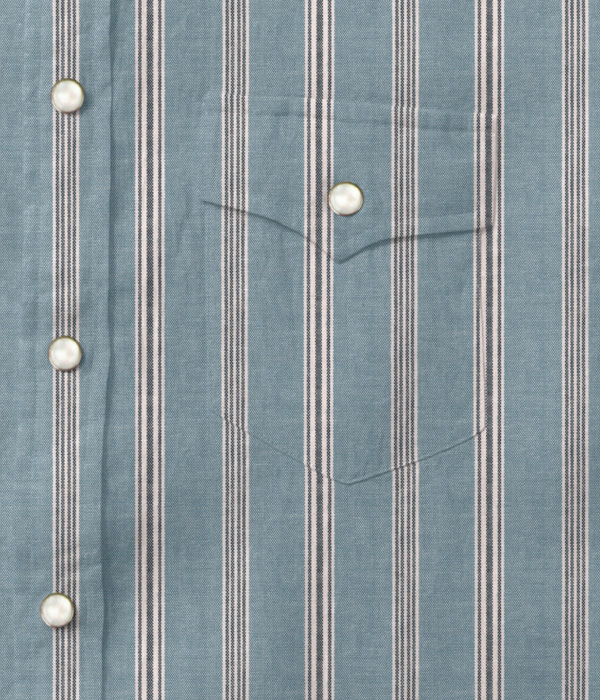 【SIDOGRAS Organic Cotton】ネイビー×ブルー オックス ストライプ ウエスタンシャツ