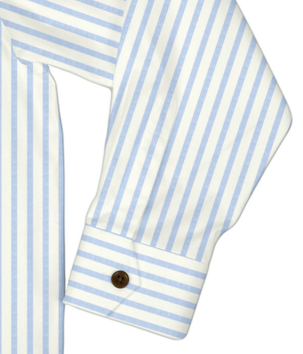 【SIDOGRAS Organic Cotton】サックスオックスストライプ斜めフラップポケットシャツアウター