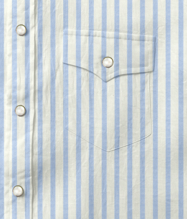 【SIDOGRAS Organic Cotton】サックス オックス ストライプ ウエスタンシャツ
