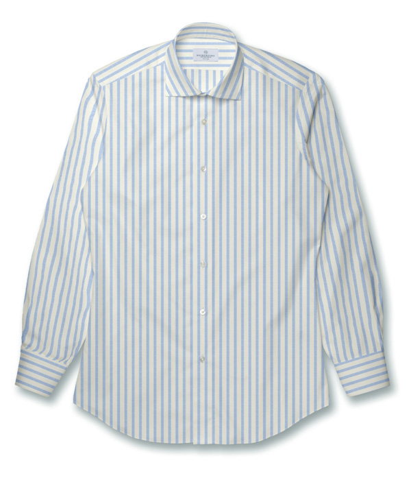 【SIDOGRAS Organic Cotton】サックス オックス ストライプ ドレスシャツ