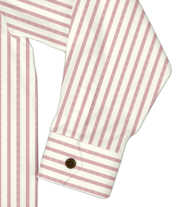 【SIDOGRAS Organic Cotton】レッドオックスストライプ斜めフラップポケットシャツアウター